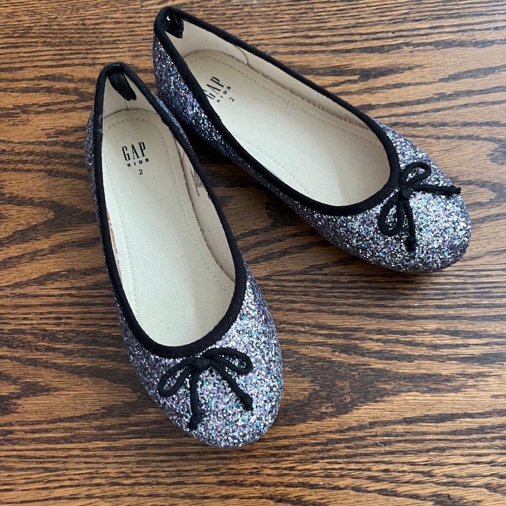GAP Kids Glitter Sparkly Black Ballet Flats for Party Dressy Concerts *Like New*
